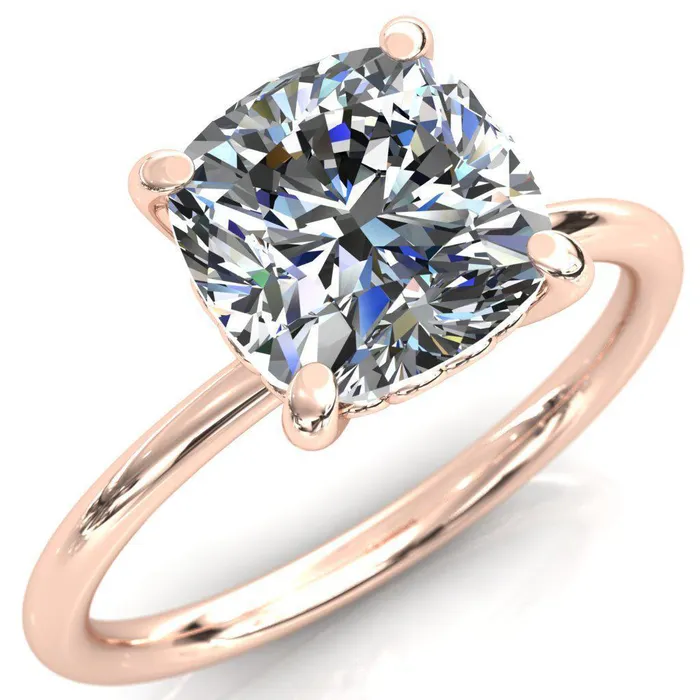 Fire Brilliance Rings Sweet Cushion Center Stone Central Heart Arabesque Engagement Ring