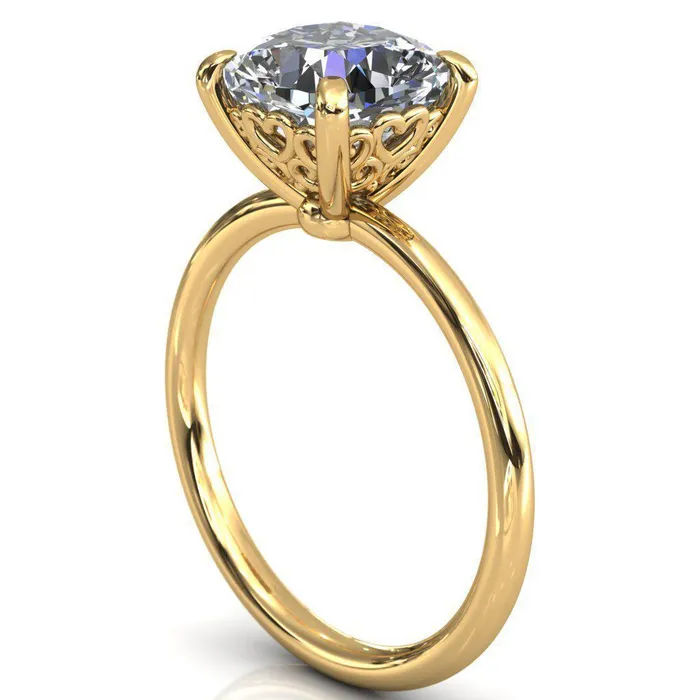 Fire Brilliance Rings Sweet Cushion Center Stone Central Heart Arabesque Engagement Ring