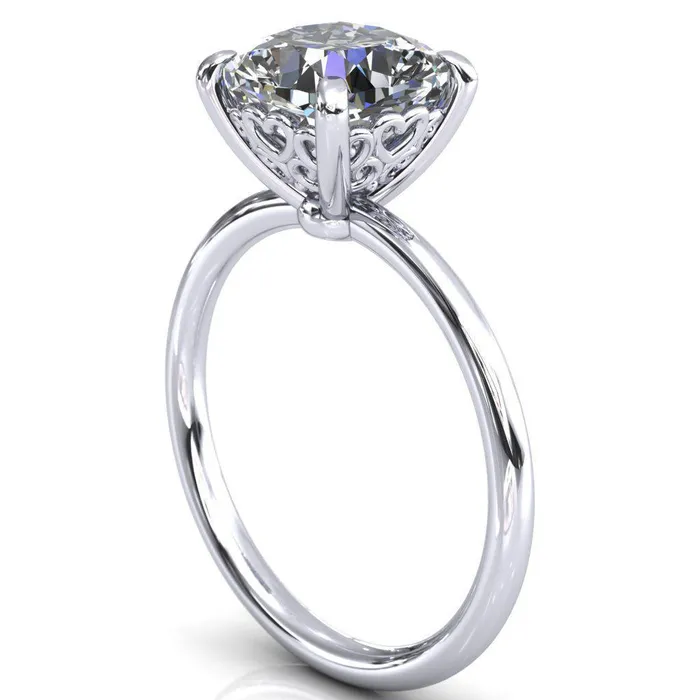 Fire Brilliance Rings Sweet Cushion Center Stone Central Heart Arabesque Engagement Ring