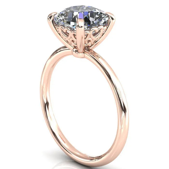 Fire Brilliance Rings Sweet Cushion Center Stone Central Heart Arabesque Engagement Ring