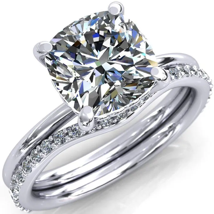 Fire Brilliance Rings Sweet Cushion Center Stone Central Heart Arabesque Engagement Ring