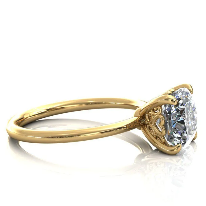 Fire Brilliance Rings Sweet Cushion Center Stone Central Heart Arabesque Engagement Ring