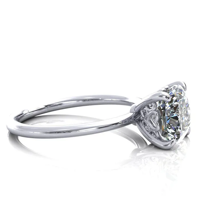 Fire Brilliance Rings Sweet Cushion Center Stone Central Heart Arabesque Engagement Ring
