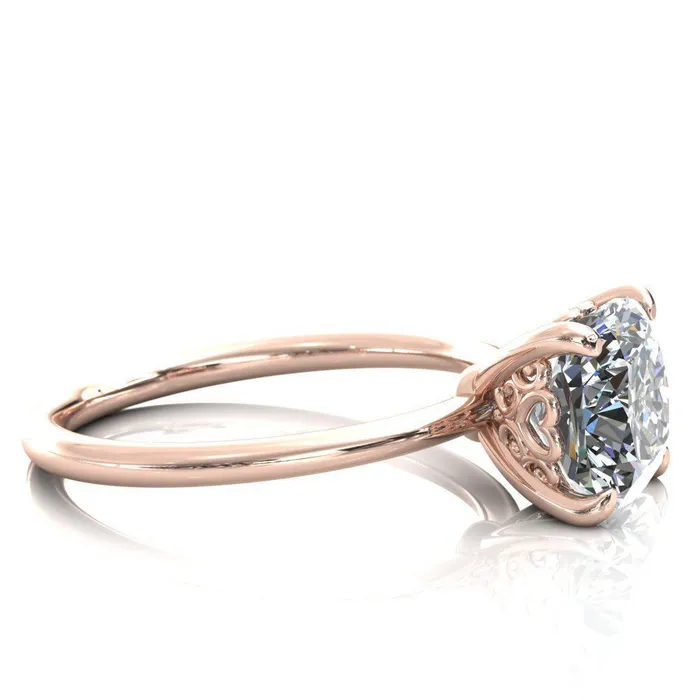 Fire Brilliance Rings Sweet Cushion Center Stone Central Heart Arabesque Engagement Ring