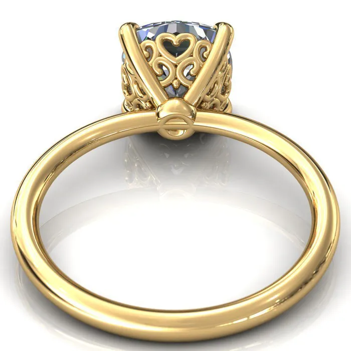 Fire Brilliance Rings Sweet Cushion Center Stone Central Heart Arabesque Engagement Ring