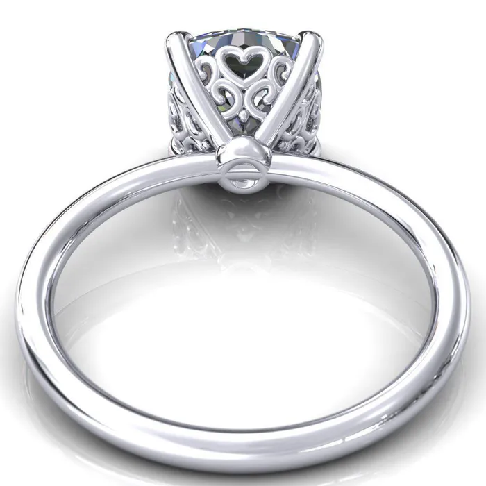 Fire Brilliance Rings Sweet Cushion Center Stone Central Heart Arabesque Engagement Ring