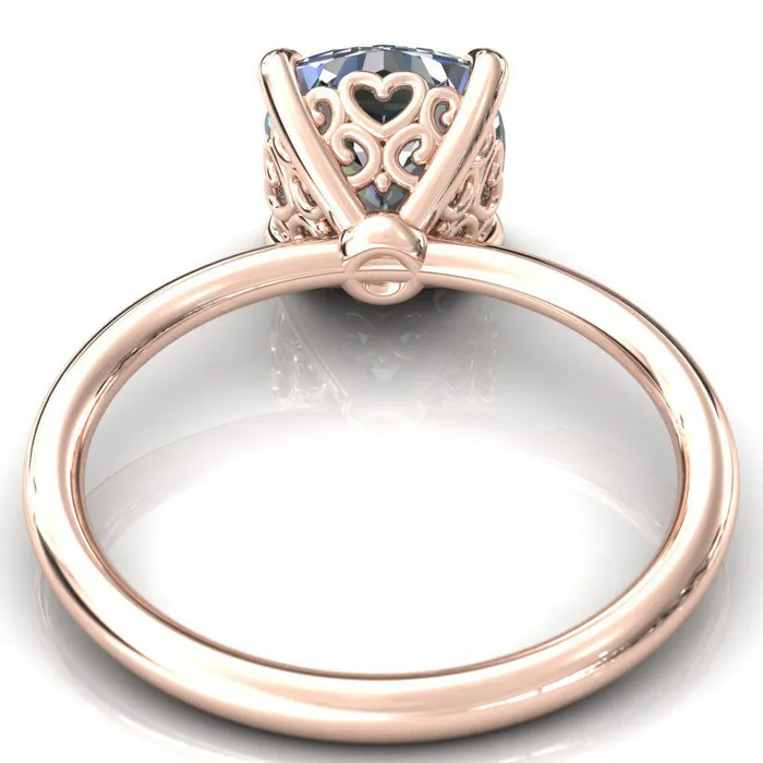 Fire Brilliance Rings Sweet Cushion Center Stone Central Heart Arabesque Engagement Ring