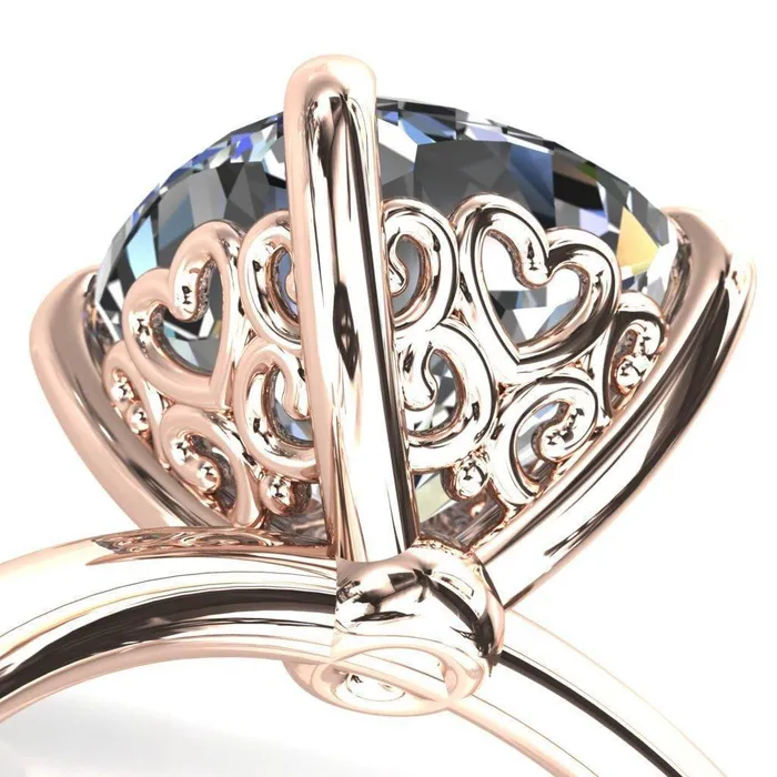 Fire Brilliance Rings Sweet Cushion Center Stone Central Heart Arabesque Engagement Ring