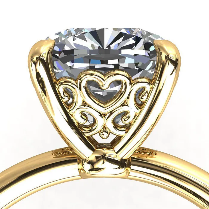 Fire Brilliance Rings Sweet Cushion Center Stone Central Heart Arabesque Engagement Ring