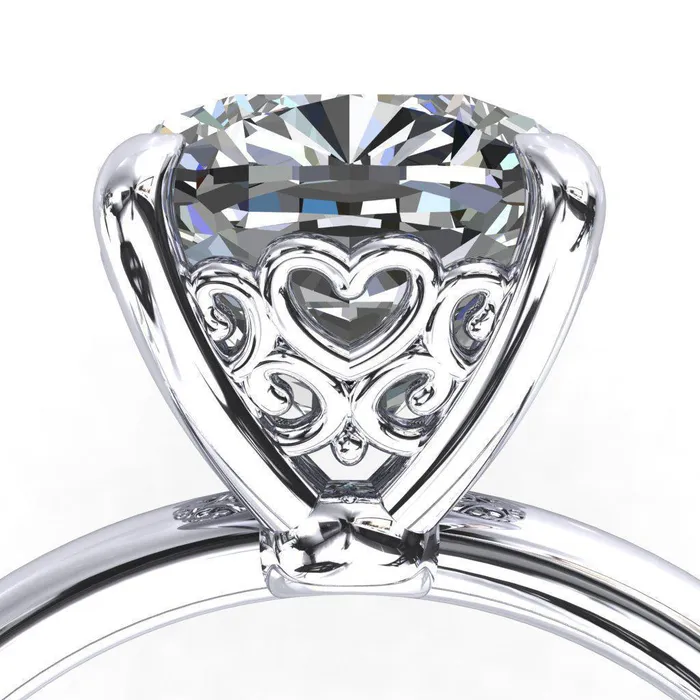 Fire Brilliance Rings Sweet Cushion Center Stone Central Heart Arabesque Engagement Ring
