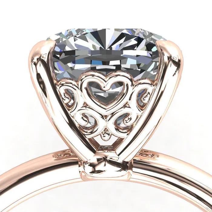 Fire Brilliance Rings Sweet Cushion Center Stone Central Heart Arabesque Engagement Ring