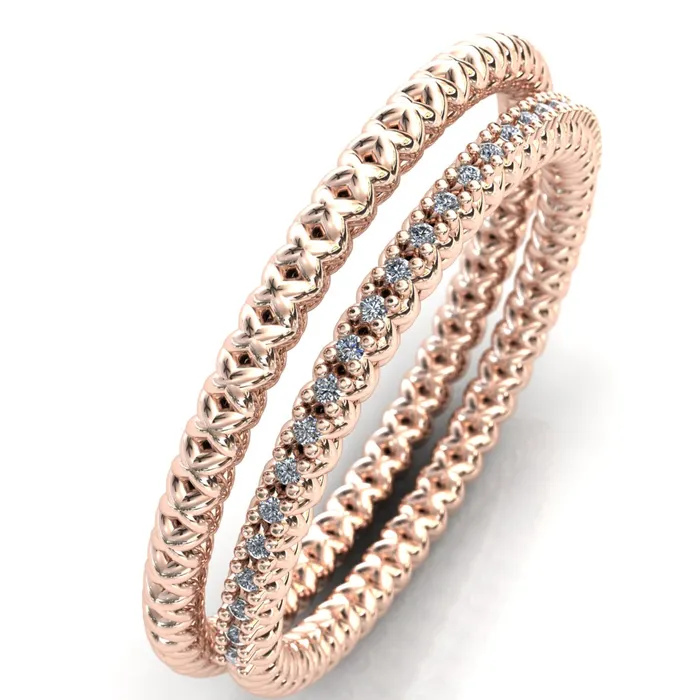 Fire Brilliance Rings Tie the Knot Round Cut Gems Couples Full Eternity Matching TwoBand Set