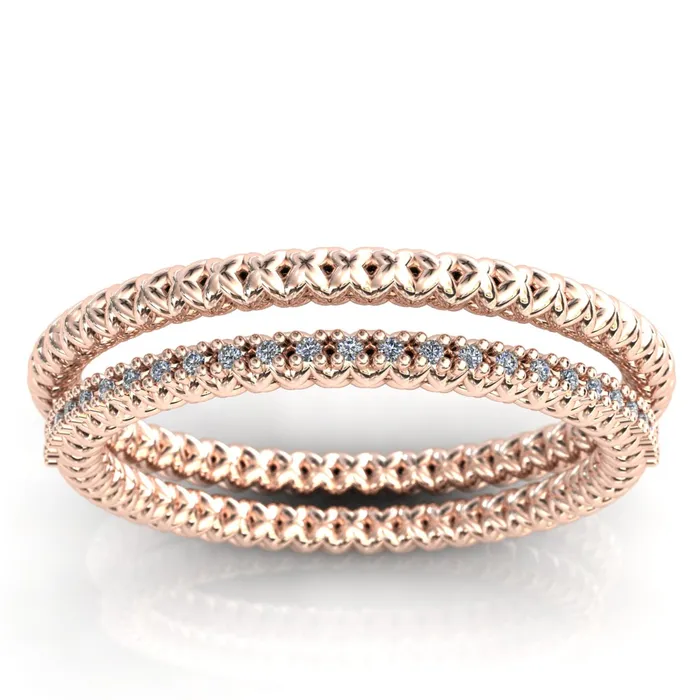 Fire Brilliance Rings Tie the Knot Round Cut Gems Couples Full Eternity Matching TwoBand Set