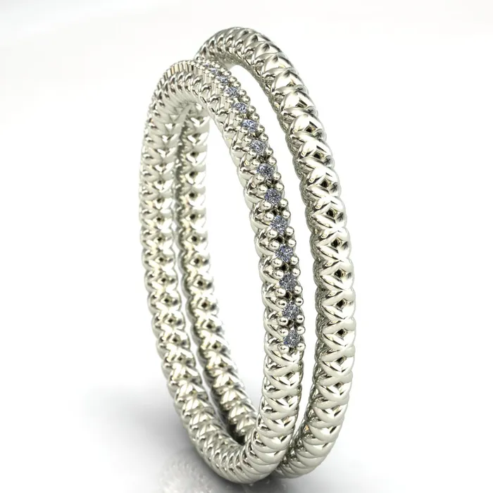Fire Brilliance Rings Tie the Knot Round Cut Gems Couples Full Eternity Matching TwoBand Set