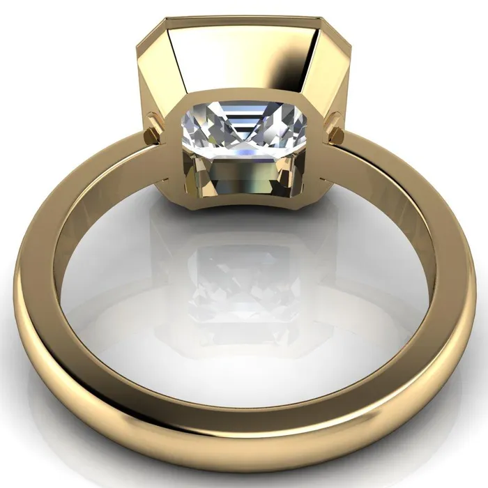 Fire Brilliance Rings Vega Asscher Moissanite Full Bezel Engagement Ring