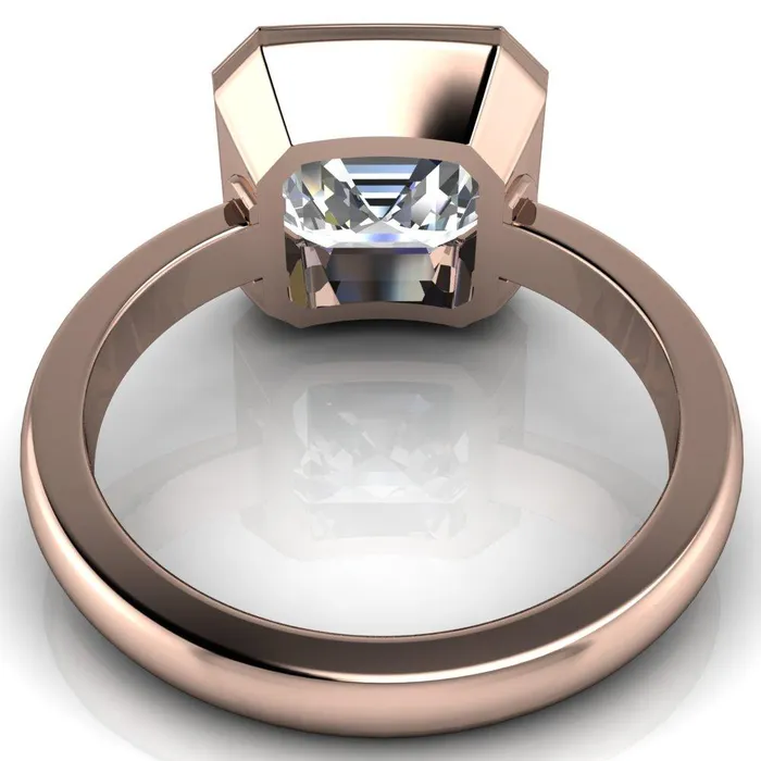 Fire Brilliance Rings Vega Asscher Moissanite Full Bezel Engagement Ring