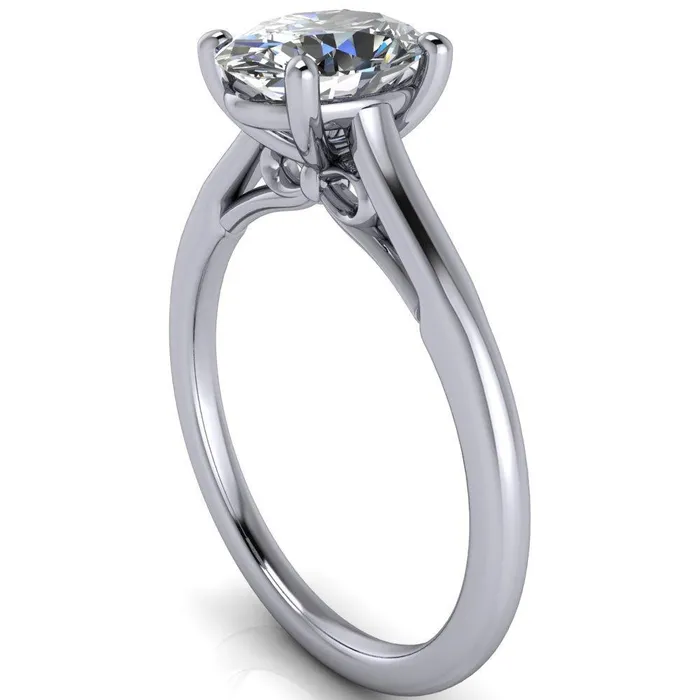 Fire Brilliance Rings Willie Oval Center Stone Bow Under Cathedral Engagement Ring