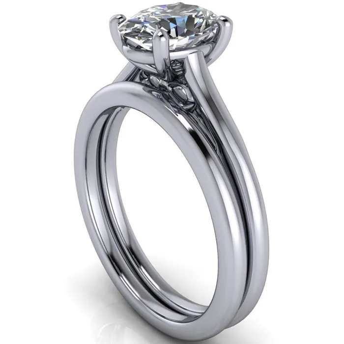 Fire Brilliance Rings Willie Oval Center Stone Bow Under Cathedral Engagement Ring