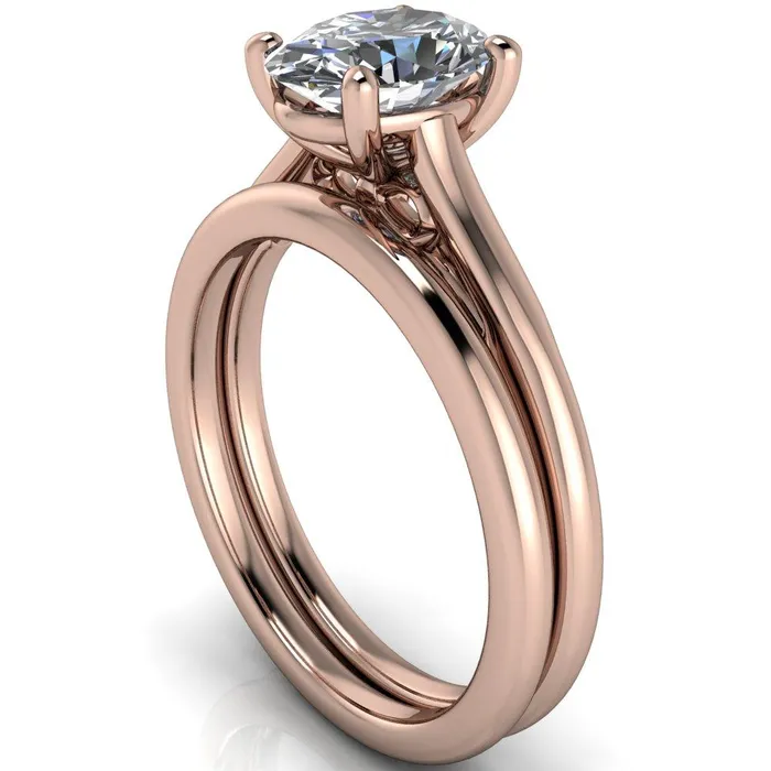 Fire Brilliance Rings Willie Oval Center Stone Bow Under Cathedral Engagement Ring