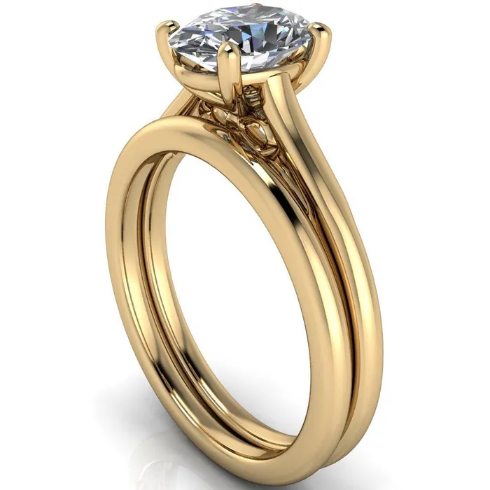 Fire Brilliance Rings Willie Oval Center Stone Bow Under Cathedral Engagement Ring