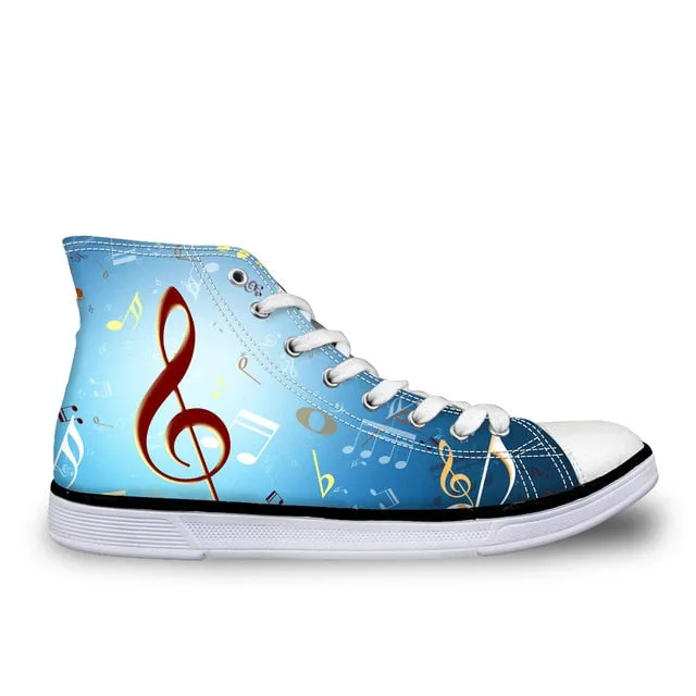 FORUDESIGNS Mr Pets Art Stylish Store Rings Blue Music High Top Shoes