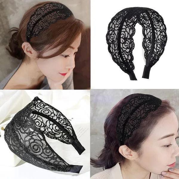 H341 Black Lace Head Band 01 Rings