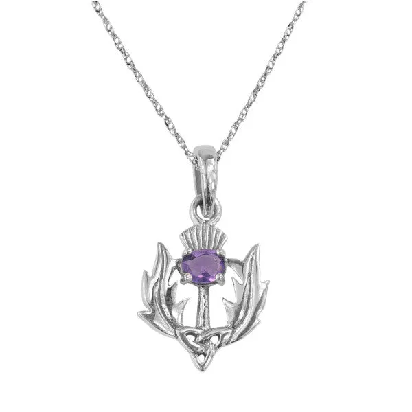Hamilton Young Necklaces Scottish Thistle Pendant with Amethyst Colour Stone