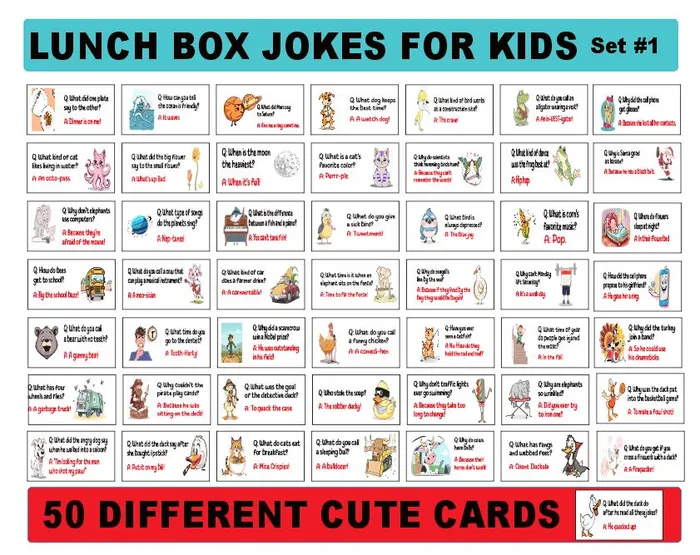 Iris Fashion Jewelry Necklaces 50 Joke Cards for Kids Lunchbox Notes BC08