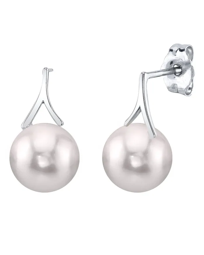 Japanese Akoya Pearl Wren Dangle Earrings spt Earrings