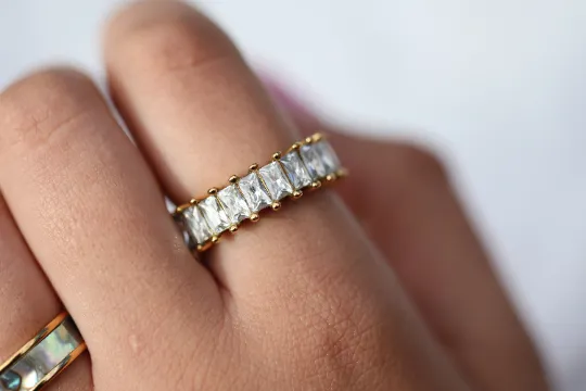 Jewelvers 18K GoldFilled Zirconia Pave Rings PreStyled Sets Jewelvers 18K GoldFilled Zirconia Pave Rings PreStyled Sets