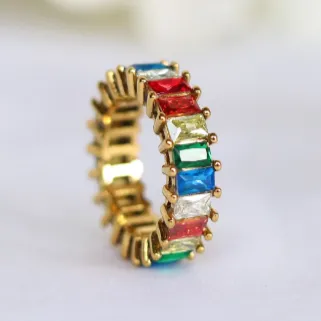 Jewelvers 18K GoldFilled Zirconia Pave Rings PreStyled Sets Jewelvers 18K GoldFilled Zirconia Pave Rings PreStyled Sets