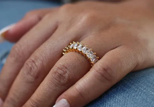 Jewelvers 18K GoldFilled Zirconia Pave Rings PreStyled Sets Jewelvers 18K GoldFilled Zirconia Pave Rings PreStyled Sets