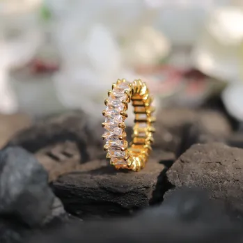 Jewelvers 18K GoldFilled Zirconia Pave Rings PreStyled Sets Jewelvers 18K GoldFilled Zirconia Pave Rings PreStyled Sets