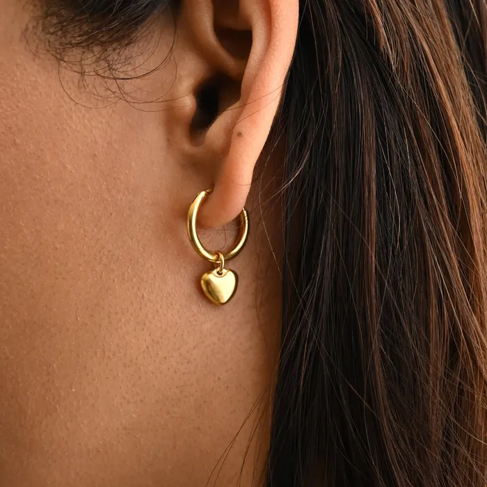 Jewelvers Earrings 18k GoldFilled Heart Huggie Hoop Earrings