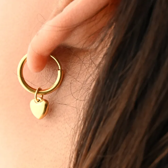 Jewelvers Earrings 18k GoldFilled Heart Huggie Hoop Earrings
