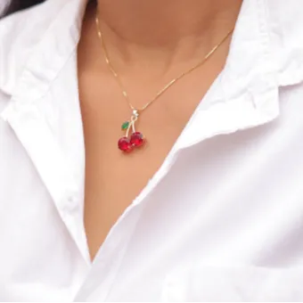 Jewelvers Necklaces 18K GoldFilled Cherry Necklace