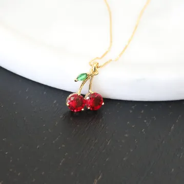 Jewelvers Necklaces 18K GoldFilled Cherry Necklace Jewelvers Necklaces 18K GoldFilled Cherry Necklace