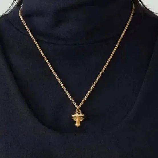 Jewelvers Necklaces 18K GoldFilled Mushroom Pendant Necklace Jewelvers Necklaces 18K GoldFilled Mushroom Pendant Necklace