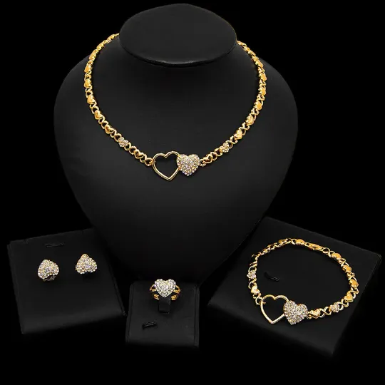 Jewelvers XO Double Hearts Necklace set Necklaces