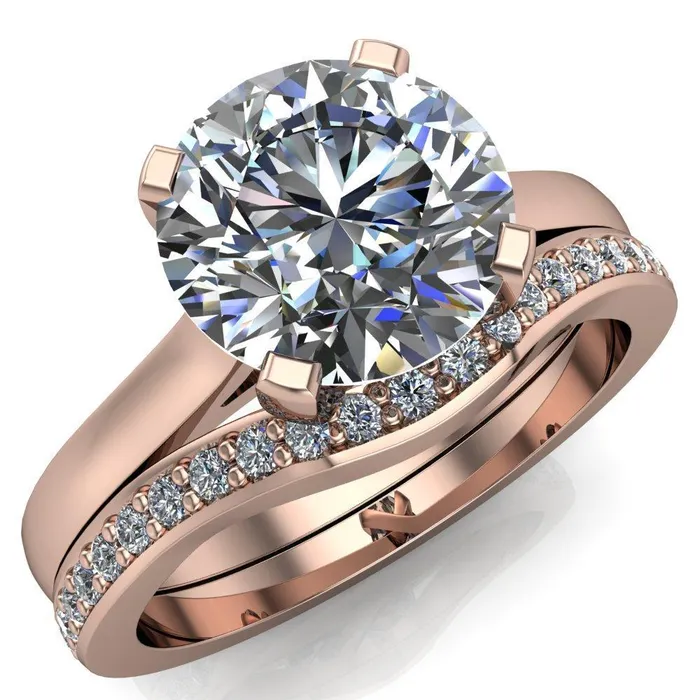 Jocelyn Round Center Stone Classic 4 Prongs Cathedral Solitaire Ring Fire Brilliance Rings Jocelyn Round Center Stone Classic 4 Prongs Cathedral Solitaire Ring Fire Brilliance Rings