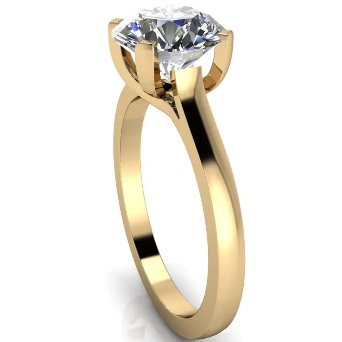 Jocelyn Round Center Stone Classic 4 Prongs Cathedral Solitaire Ring Fire Brilliance Rings