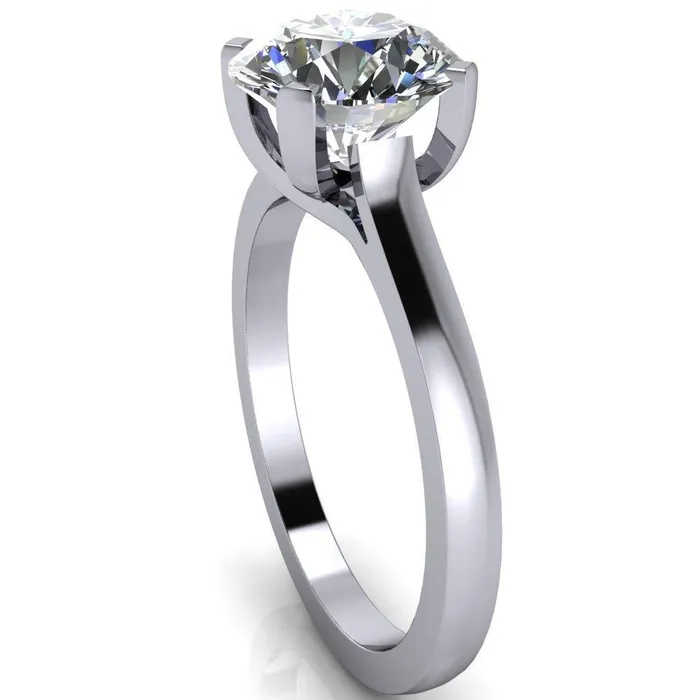 Jocelyn Round Center Stone Classic 4 Prongs Cathedral Solitaire Ring Fire Brilliance Rings