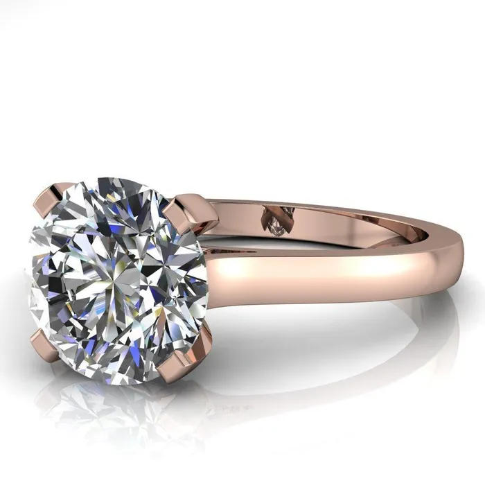 Jocelyn Round Center Stone Classic 4 Prongs Cathedral Solitaire Ring Fire Brilliance Rings
