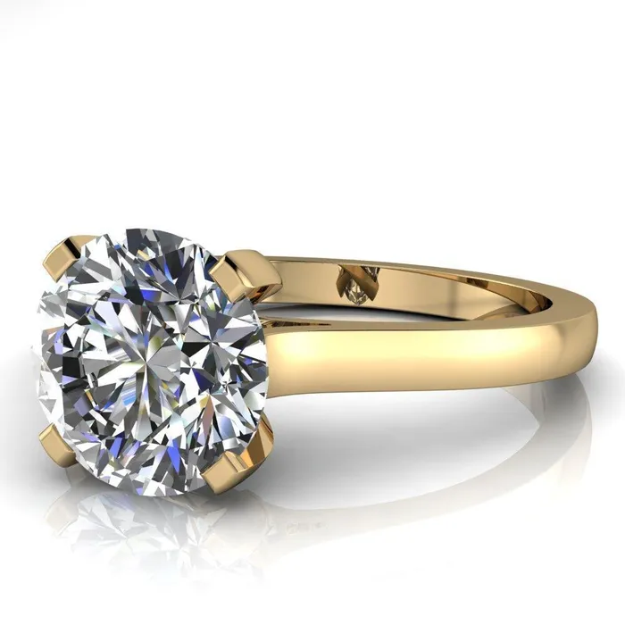 Jocelyn Round Center Stone Classic 4 Prongs Cathedral Solitaire Ring Fire Brilliance Rings
