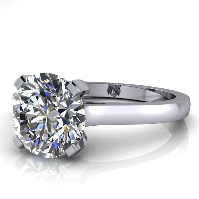 Jocelyn Round Center Stone Classic 4 Prongs Cathedral Solitaire Ring Fire Brilliance Rings