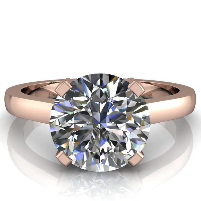 Jocelyn Round Center Stone Classic 4 Prongs Cathedral Solitaire Ring Fire Brilliance Rings