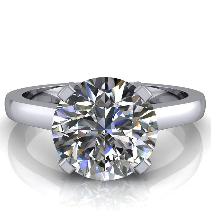 Jocelyn Round Center Stone Classic 4 Prongs Cathedral Solitaire Ring Fire Brilliance Rings