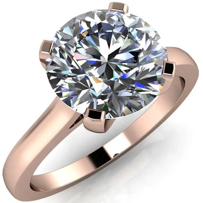 Jocelyn Round Center Stone Classic 4 Prongs Cathedral Solitaire Ring Fire Brilliance Rings