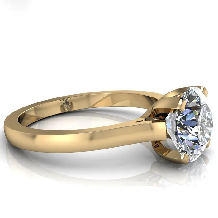 Jocelyn Round Center Stone Classic 4 Prongs Cathedral Solitaire Ring Fire Brilliance Rings