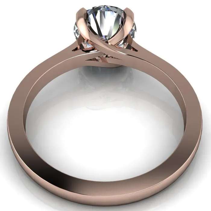 Jocelyn Round Center Stone Classic 4 Prongs Cathedral Solitaire Ring Fire Brilliance Rings